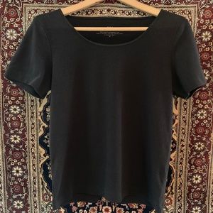 Super Soft! J Jill - M - Compassion Tee - Black with Satin Edged Scoop Neck